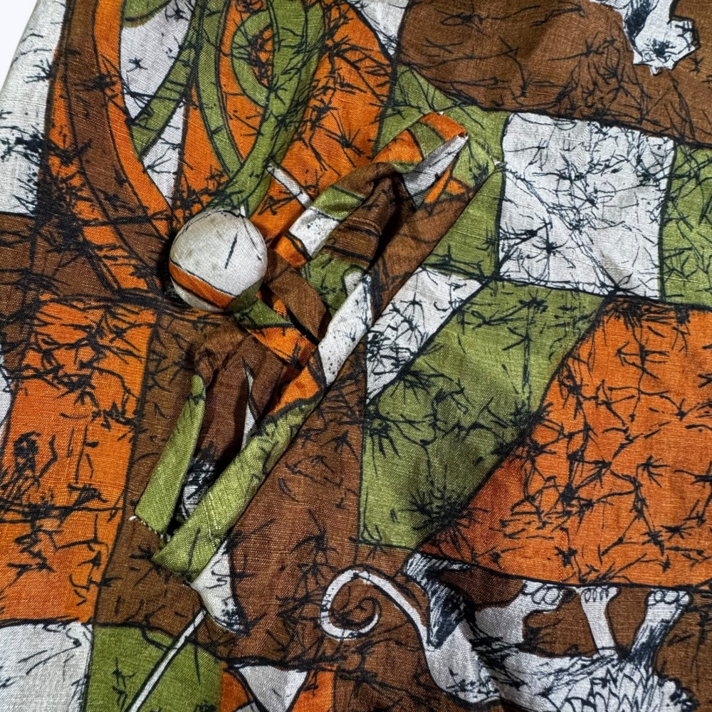 Vintage 60s 70s MCM Mod Patchwork Geometric Sleeveless Dress Union Made Size 16 - Picture 5 of 13